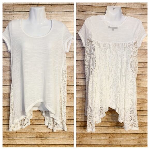 White Flowy Lace Back Top by Almost Famous Y2K - Picture 1 of 8